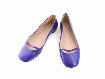 Paio di Ballerine in Pelle D'anguilla Viola, Gucci