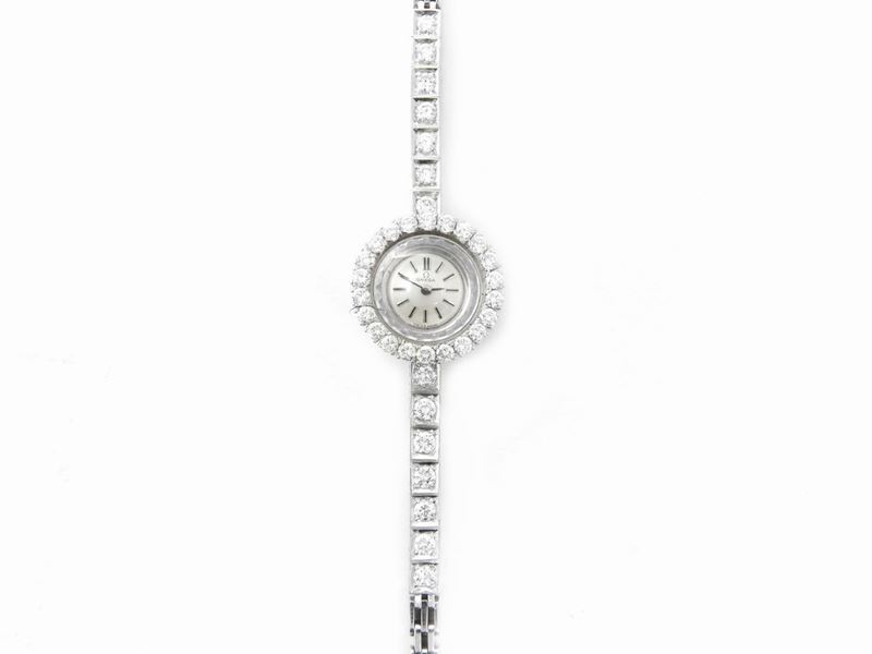 Orologio da Polso per Donna Omega in Oro Bianco con Diamanti