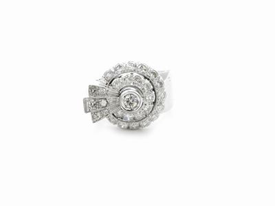 Anello a Fascia in Oro Bianco con Diamanti