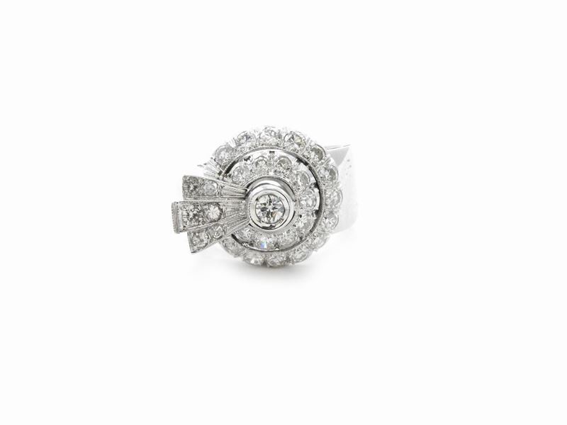 Anello a Fascia in Oro Bianco con Diamanti