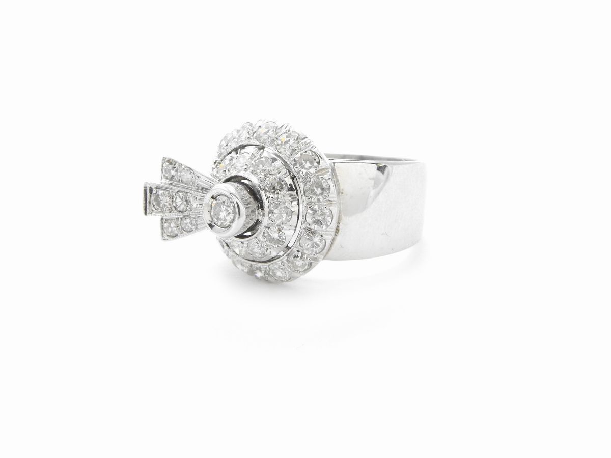 Anello a Fascia in Oro Bianco con Diamanti