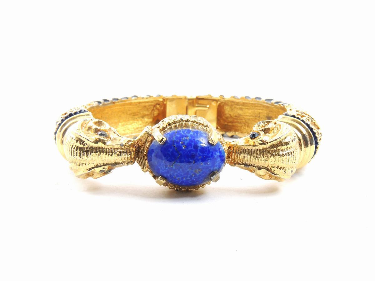 Bracciale/orologio Animalier in Metallo Dorato, Smalti e Strass, Kenneth Jay Lane