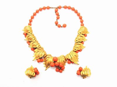 Parure in Metallo Dorato e Vetro