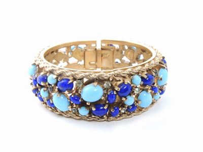 Bracciale/orologio in Metallo Dorato e Cabochon di Vetro, Crawford
