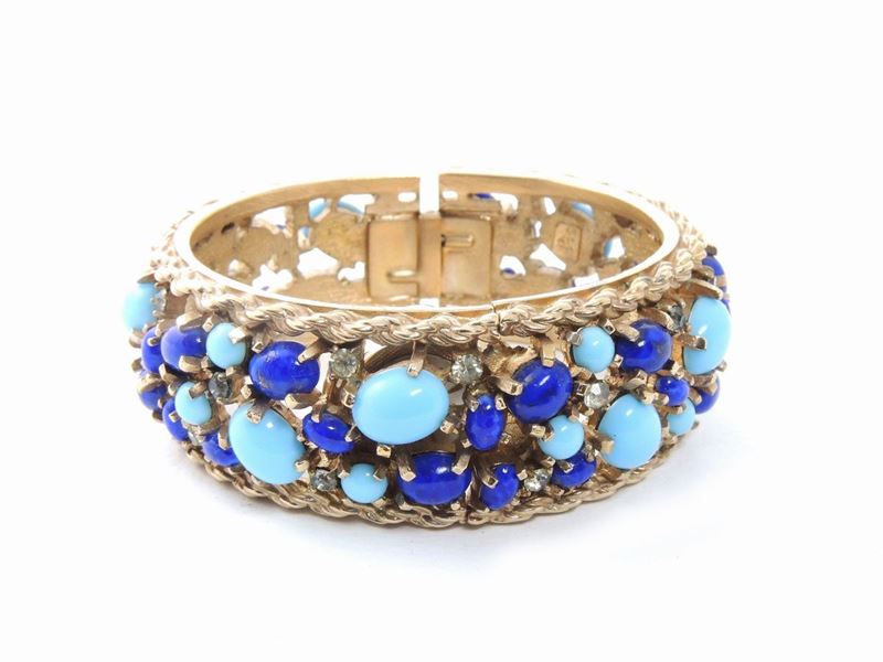 Bracciale/orologio in Metallo Dorato e Cabochon di Vetro, Crawford