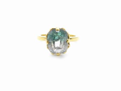 Anello in Oro Giallo con Tormalina Bicolore