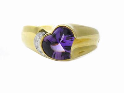 Bracciale Rigido De Lazzari in Oro Giallo con Diamanti e Quarzo Ametista