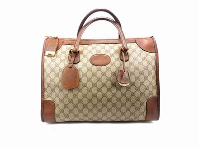 Borsa in Tela Monogram e Pelle di Cinghiale Marrone, Gucci