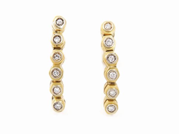 Yellow gold earrings with diamonds  - Auction Antique jewelry and watches - Maison Bibelot - Casa d'Aste Firenze - Milano