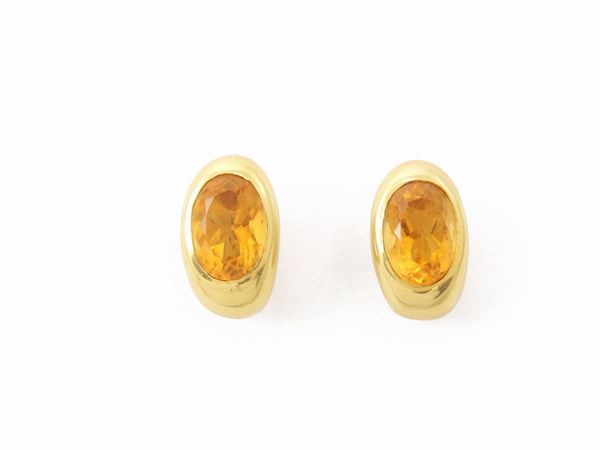 Yellow gold earrings with citrine quartzes  - Auction Antique jewelry and watches - Maison Bibelot - Casa d'Aste Firenze - Milano