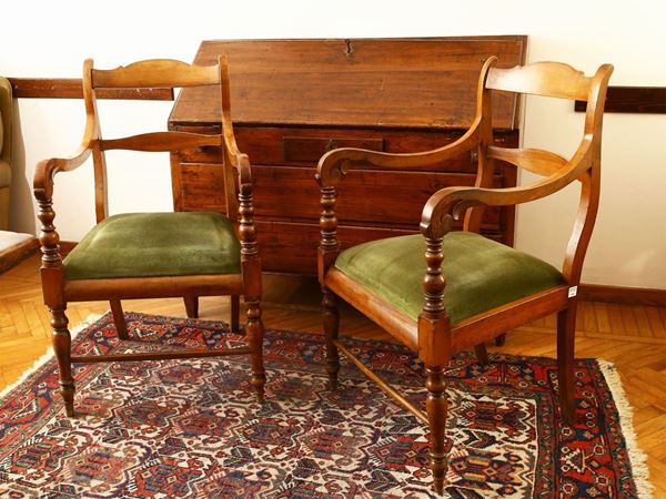 Pair of armchairs in walnut  (second half of the 19th century)  - Auction Furniture and Paintings from the Piero Quaglia Foundation - Maison Bibelot - Casa d'Aste Firenze - Milano