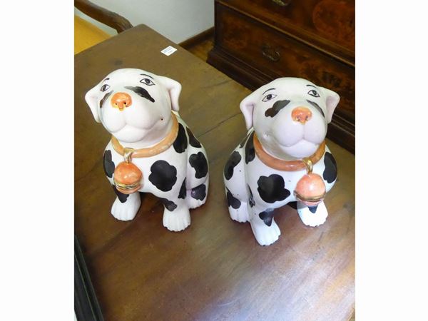 Two ceramic dogs