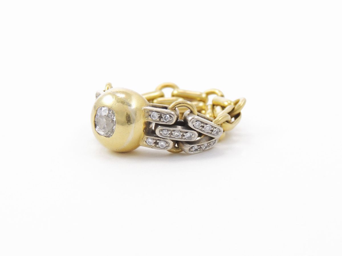 Anello a Fascia Morbida in Oro Bianco e Giallo con Diamanti