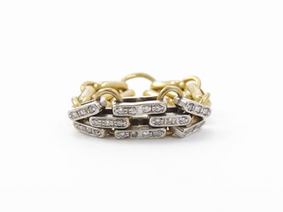 Anello a Fascia Morbida in Oro Bianco e Giallo con Diamanti