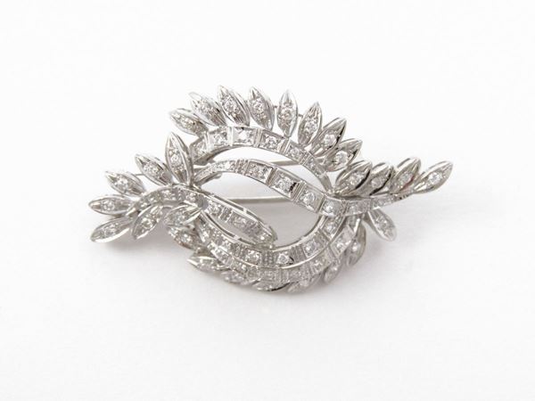 White gold brooch with diamonds  - Auction Antique jewelry and watches - Maison Bibelot - Casa d'Aste Firenze - Milano