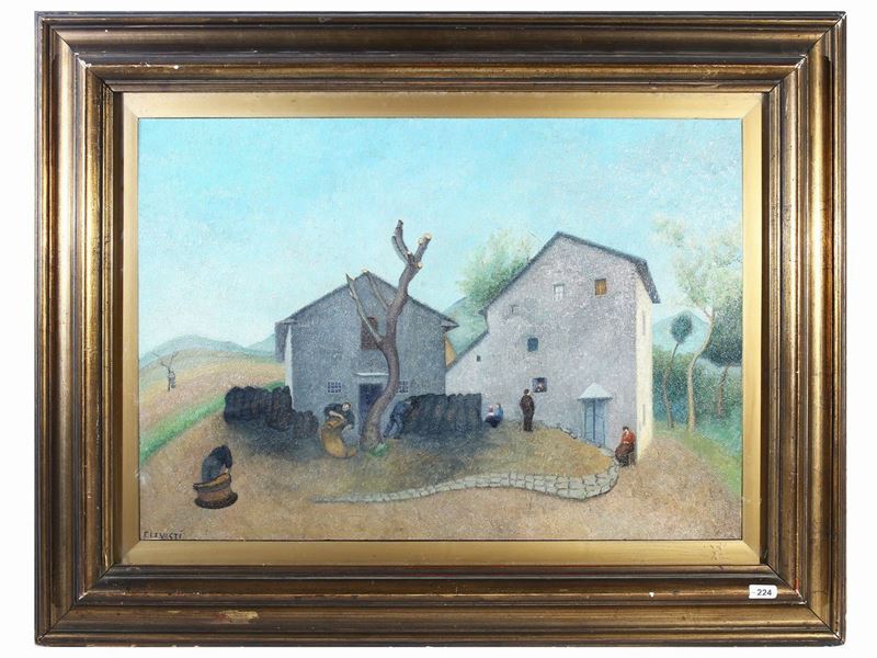 Fillide Levasti - Veduta di Casolare con Personaggi