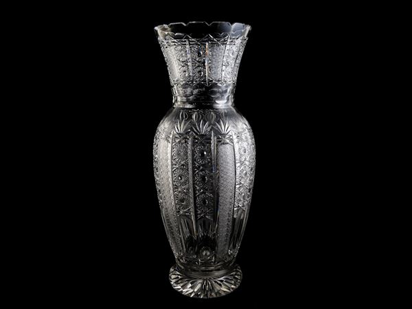 Large crystal baluster vase