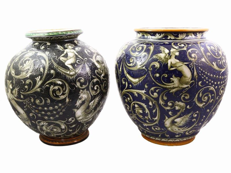 Due Vasi in Terracotta Smaltata Alfredo Cartoceti