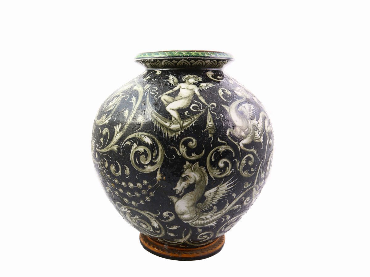 Due Vasi in Terracotta Smaltata Alfredo Cartoceti