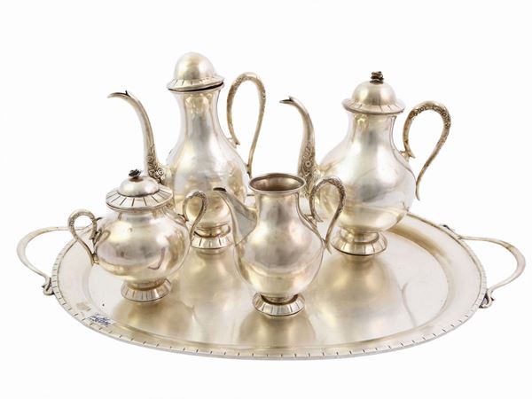 Served of tea and coffee in silver
