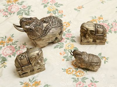 Quattro Piccole Scatole Animalier in Argento