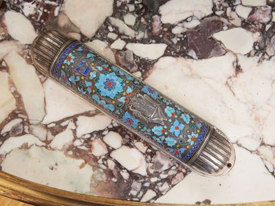 Mezuzah in Argento e Smalti Cloisonne, Henryk Winograd 1987