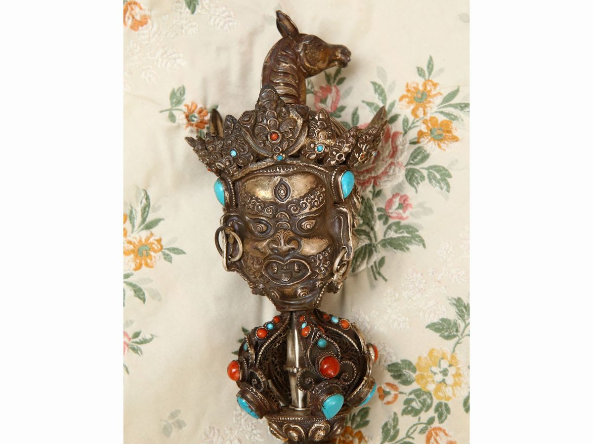 Pugnale Rituale Tibetano Phurba in Argento