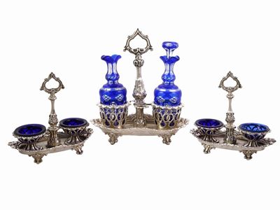 Set da Tavola in Argento con Oliera e Saliere