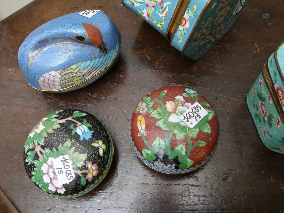 Cinque Scatole in Smalti Policromi Cloisonnè