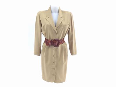 Abito in Gabardine di Lana Color Oro, Chiara Boni