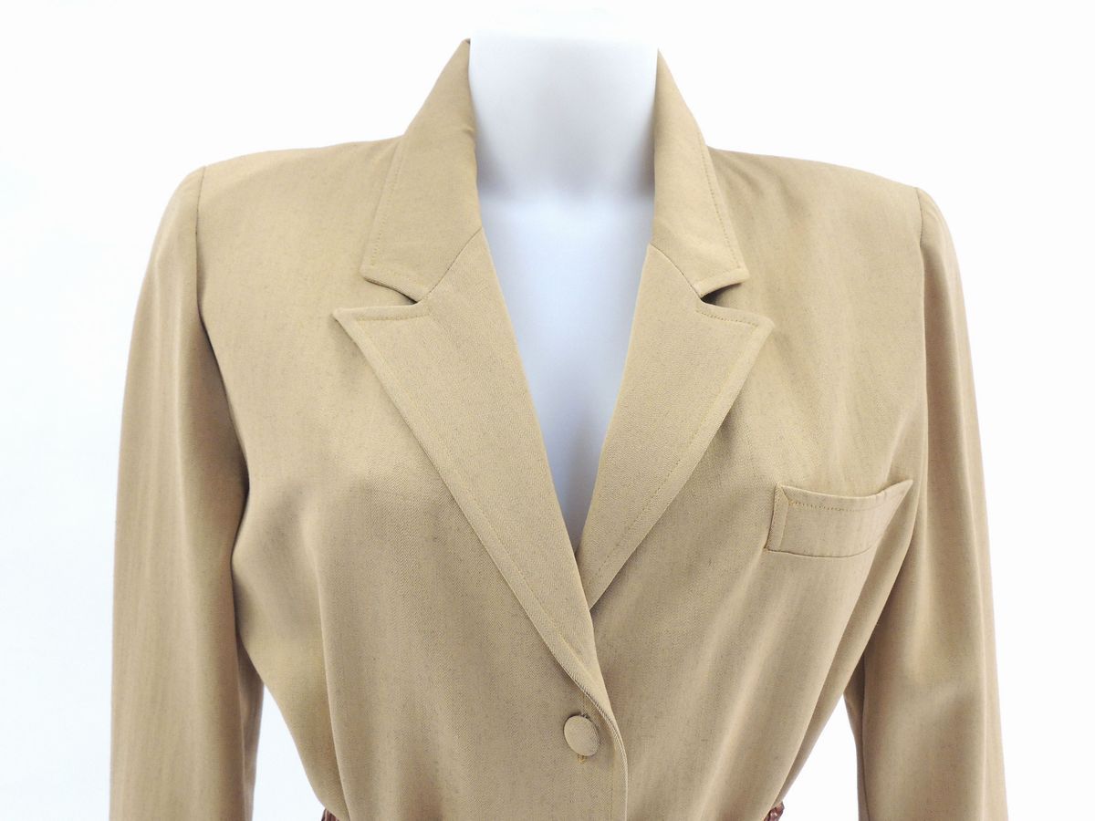 Abito in Gabardine di Lana Color Oro, Chiara Boni