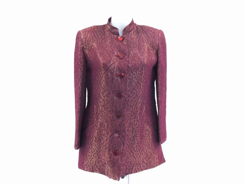 Giacca in Viscosa Dorata e Bordeaux, Emporio Armani