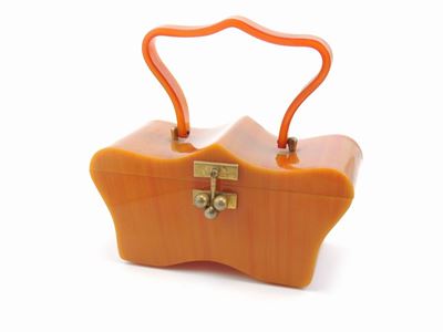 Borsa a Mano in Bachelite Color Caramello, Myles Originals
