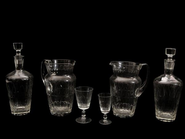 Set of glasses in ground glass