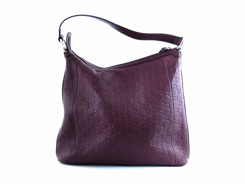 Borsa a Spalla in Pelle Bordeaux, Gucci
