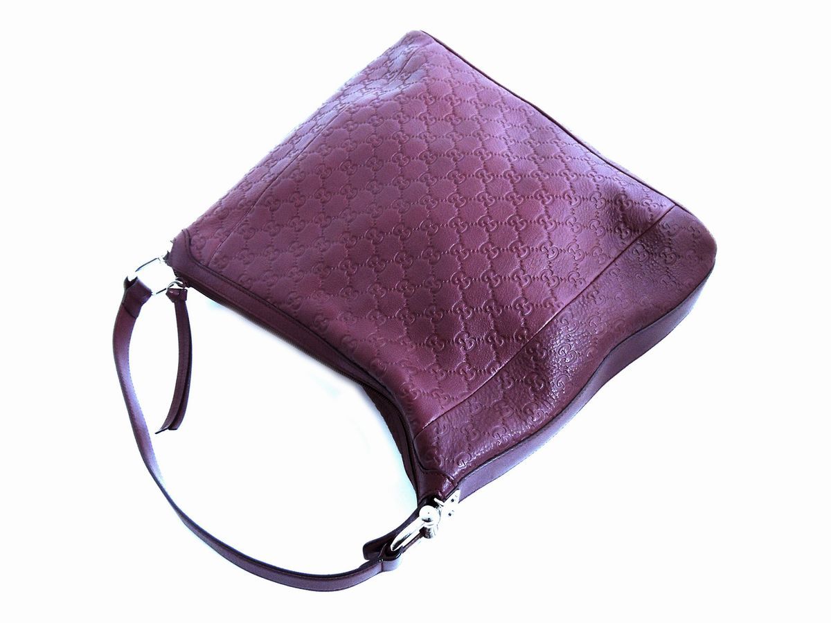 Borsa a Spalla in Pelle Bordeaux, Gucci