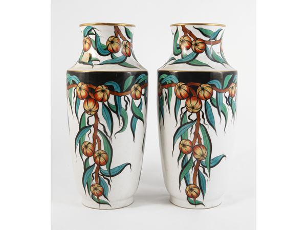 Coppia di vasi in porcellana Andrè Francoise per Limoges