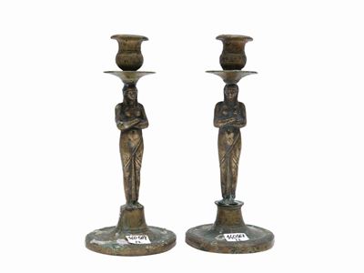 Coppia di Candelieri Retour D'egypte in Ottone