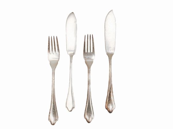 Broggi silver metal fish cutlery set