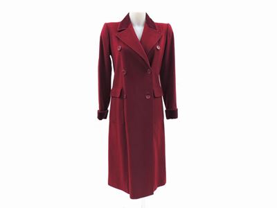 Cappotto in Lana e Velluto Bordeaux, Saint Laurent Rive Gauche
