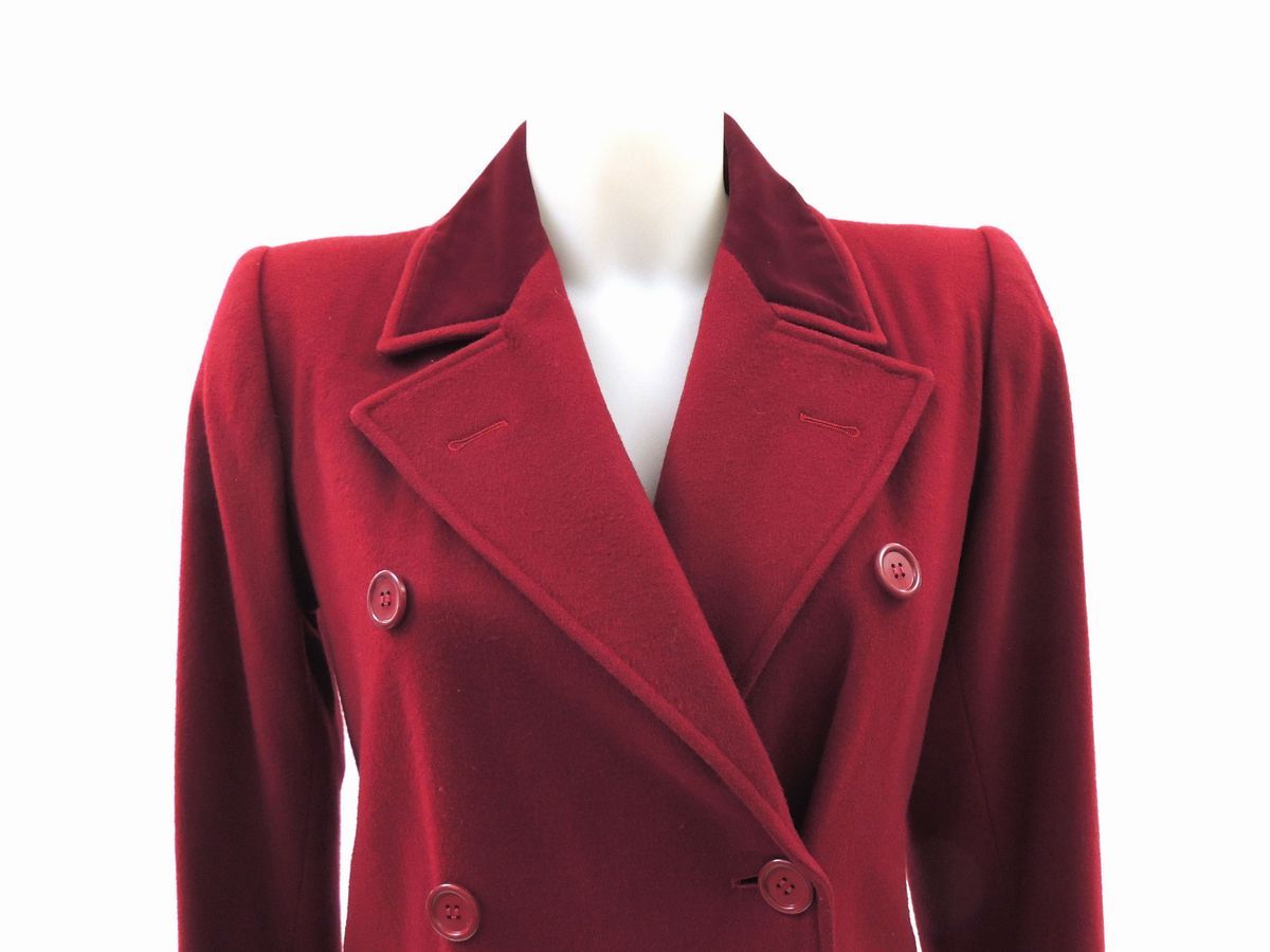 Cappotto in Lana e Velluto Bordeaux, Saint Laurent Rive Gauche