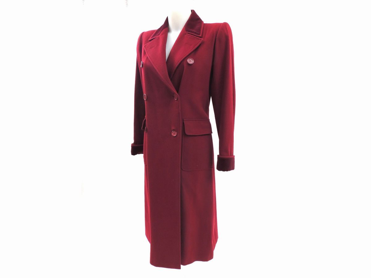 Cappotto in Lana e Velluto Bordeaux, Saint Laurent Rive Gauche
