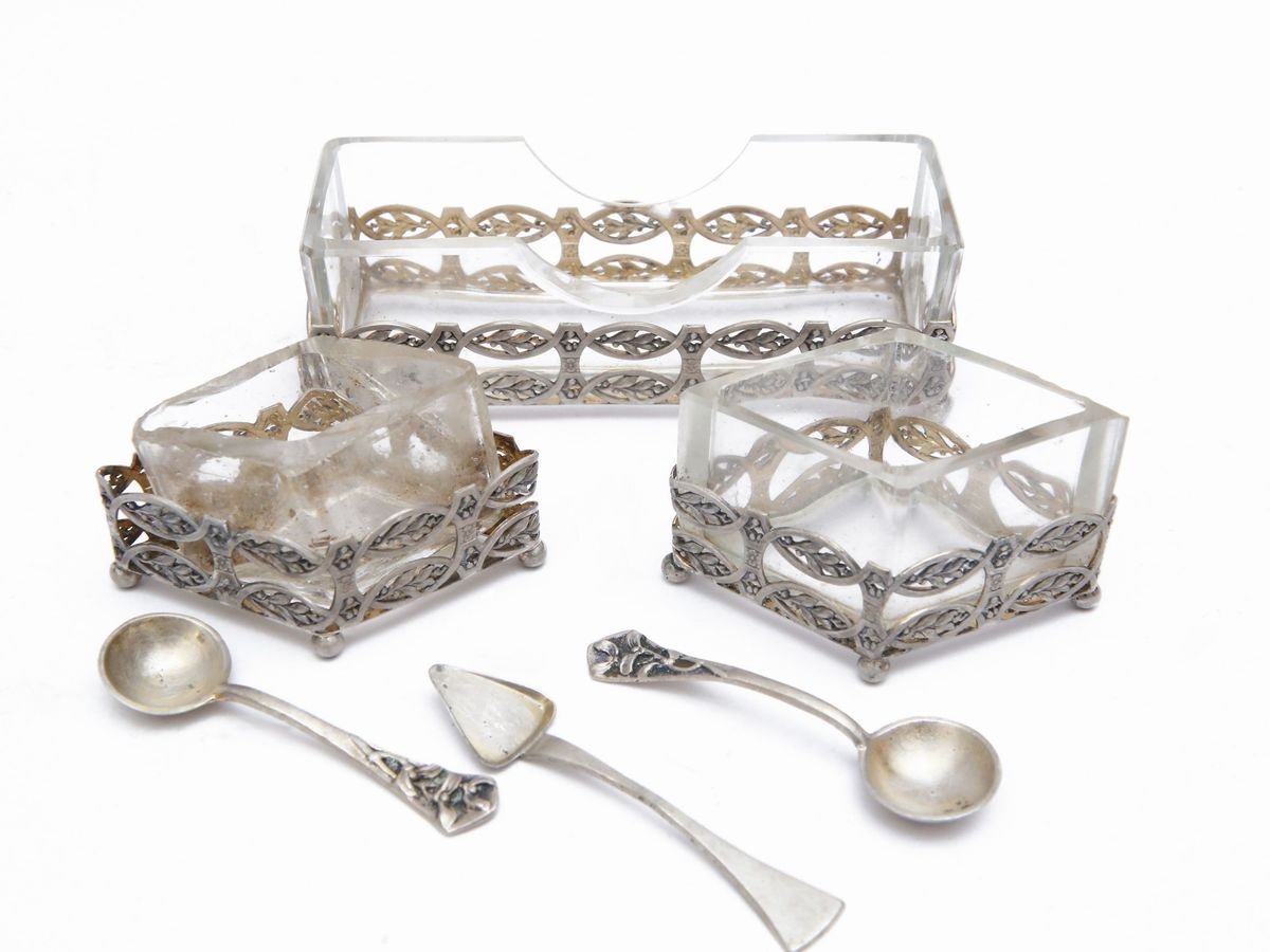 Set di Tre Saliere in Argento e Cristallo