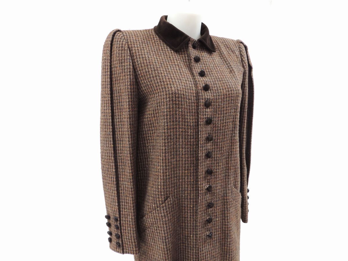 Cappotto in Lana Pied De Poule Marrone, Valentino