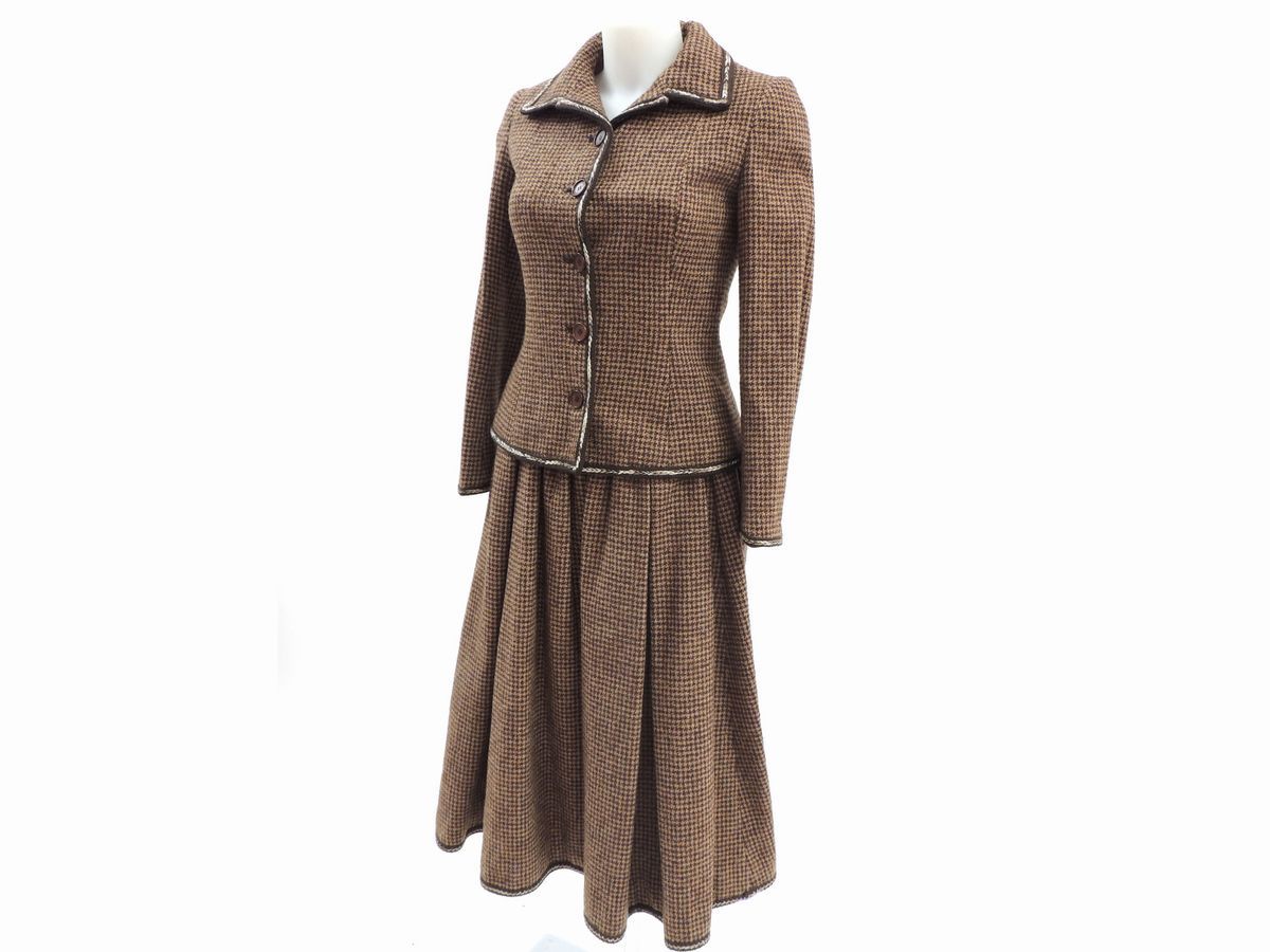 Tailleur in Lana Pied De Poule Marrone, Valentino