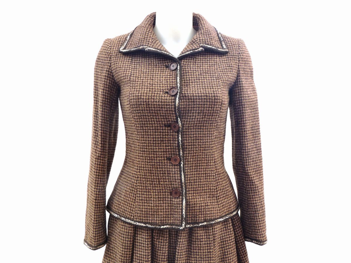 Tailleur in Lana Pied De Poule Marrone, Valentino