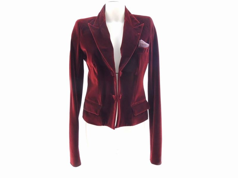 Giacca in Velluto Bordeaux, Yves Saint Laurent