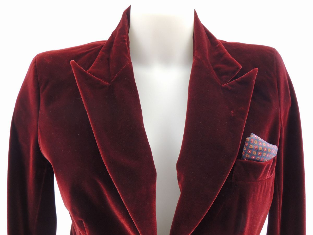 Giacca in Velluto Bordeaux, Yves Saint Laurent