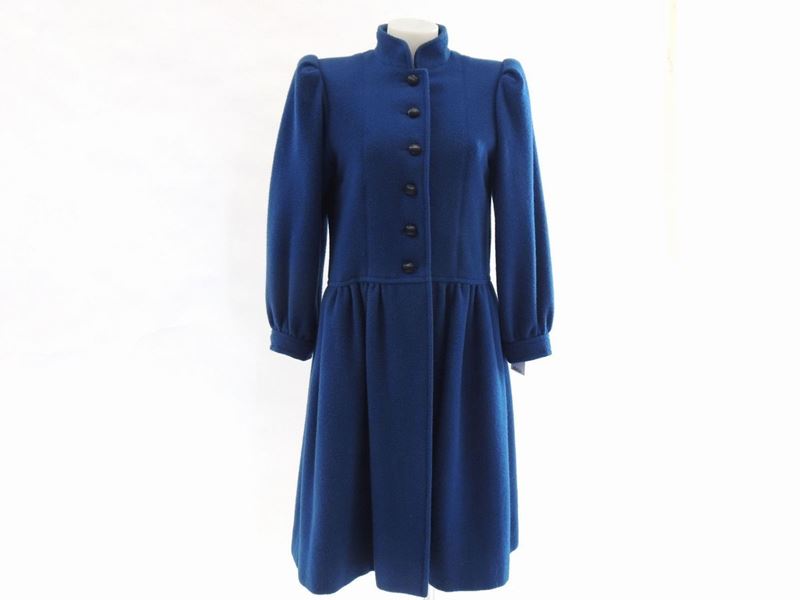 Cappotto in Lana Blu Petrolio, Yves Saint Laurent