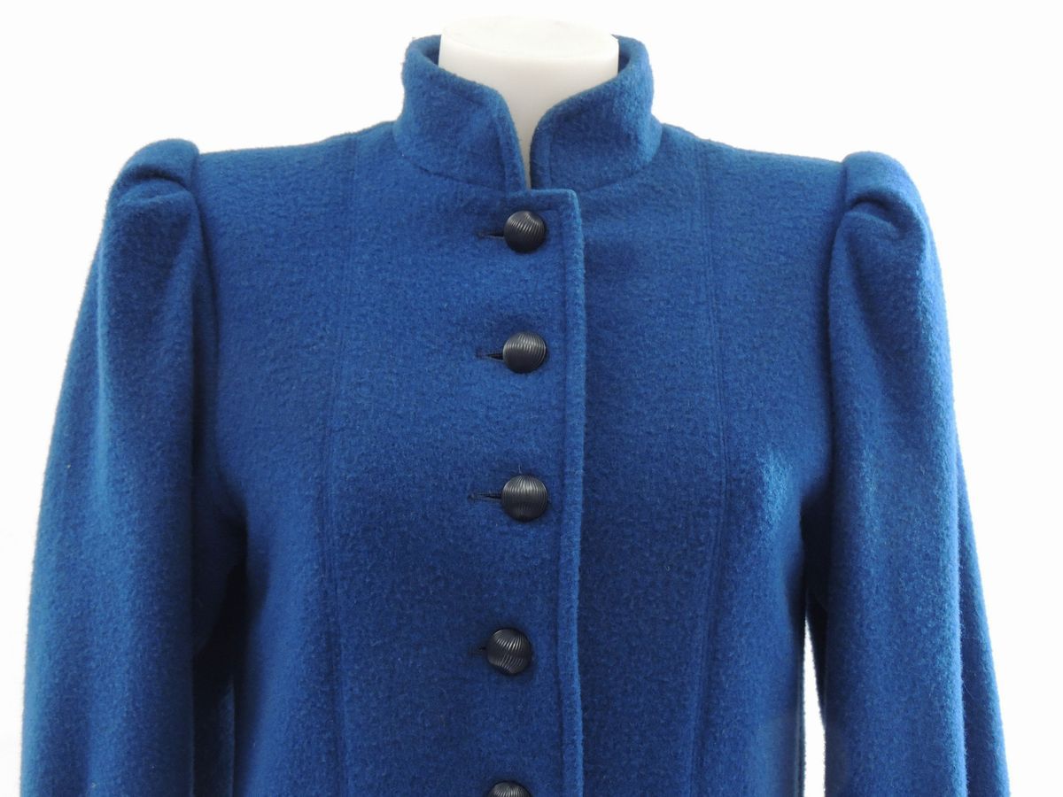 Cappotto in Lana Blu Petrolio, Yves Saint Laurent